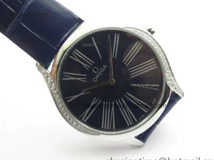 0422 Ladies’ De Ville Trésor Diamond Blue Dial Blue Fabric Watch OXF 1:1 Best Edition Swiss Quartz Upgraded 7892